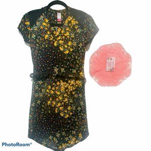 No Boundaries Floral Belted V-neck Dress